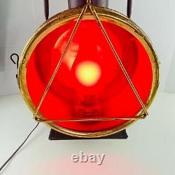 Vtg Locomotive Railroad Headlight Lantern Lamp Red lens Triangle Industrial Work