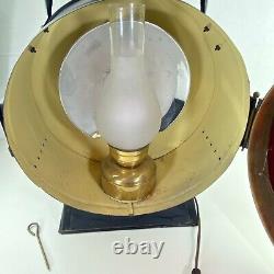 Vtg Locomotive Railroad Headlight Lantern Lamp Red lens Triangle Industrial Work