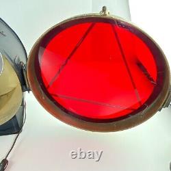 Vtg Locomotive Railroad Headlight Lantern Lamp Red lens Triangle Industrial Work