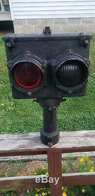 Vtg Railroad Signal Red & Green Double Sided Signal Light General Railway NY