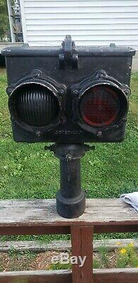 Vtg Railroad Signal Red & Green Double Sided Signal Light General Railway NY