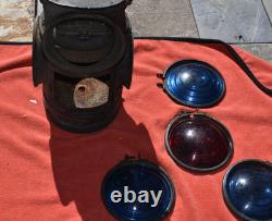 Vtg The Adlake Non-Sweating Railroad Marker Lamp Chicago Sacramento SNRR withLens