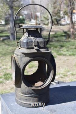 Vtg The Adlake Non-Sweating Railroad Marker Lamp Chicago Sacramento SNRR withLens