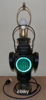 Vtg working ADLAKE CHICAGO Railroad Lamp electrical conversion Table Lamp 1 of 2