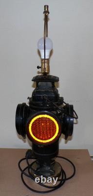 Vtg working ADLAKE CHICAGO Railroad Lamp electrical conversion Table Lamp 1 of 2