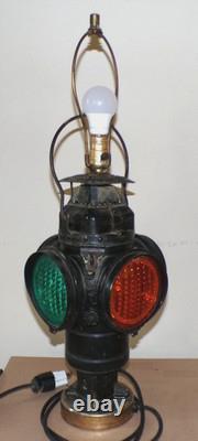 Vtg working ADLAKE CHICAGO Railroad Lamp electrical conversion Table Lamp 1 of 2