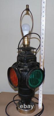 Vtg working ADLAKE CHICAGO Railroad Lamp electrical conversion Table Lamp 1 of 2