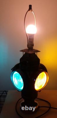 Vtg working ADLAKE CHICAGO Railroad Lamp electrical conversion Table Lamp 1 of 2