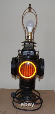 Vtg working ADLAKE CHICAGO Railroad Lamp electrical conversion Table Lamp 1 of 2