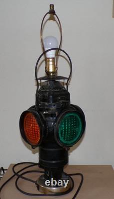 Vtg working ADLAKE CHICAGO Railroad Lamp electrical conversion Table Lamp 1 of 2