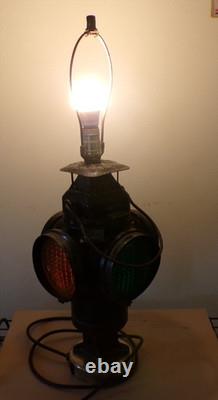 Vtg working ADLAKE CHICAGO Railroad Lamp electrical conversion Table Lamp 1 of 2
