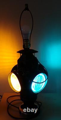 Vtg working ADLAKE CHICAGO Railroad Lamp electrical conversion Table Lamp 1 of 2