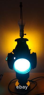Vtg working ADLAKE CHICAGO Railroad Lamp electrical conversion Table Lamp 1 of 2