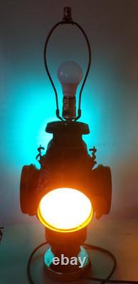 Vtg working ADLAKE CHICAGO Railroad Lamp electrical conversion Table Lamp 1 of 2