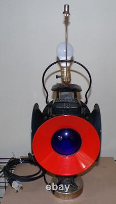 Vtg working ADLAKE CHICAGO Railroad Lamp electrical conversion Table Lamp 2 of 2