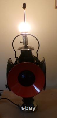 Vtg working ADLAKE CHICAGO Railroad Lamp electrical conversion Table Lamp 2 of 2