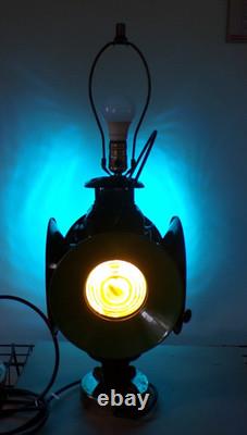 Vtg working ADLAKE CHICAGO Railroad Lamp electrical conversion Table Lamp 2 of 2