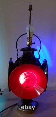 Vtg working ADLAKE CHICAGO Railroad Lamp electrical conversion Table Lamp 2 of 2