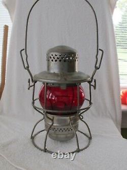 WM RR Railroad lantern Red Etched Glass globe Western Maryland