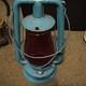 Wpa Blue Railroad Lantern Lamp With Red Glass Globe Vintage Collectible