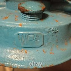 Wpa Blue Railroad Lantern Lamp With Red Glass Globe Vintage Collectible