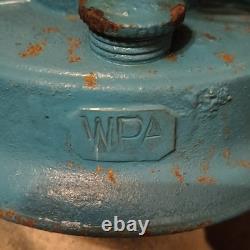Wpa Blue Railroad Lantern Lamp With Red Glass Globe Vintage Collectible