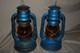 X2 Dietz Air Pilot No. 8 Amber Glass Globe Railroad Barn Oil Blue Lamp Lantern