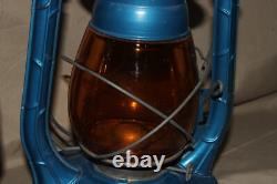 X2 Dietz Air Pilot No. 8 Amber Glass Globe Railroad Barn Oil Blue Lamp Lantern