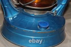 X2 Dietz Air Pilot No. 8 Amber Glass Globe Railroad Barn Oil Blue Lamp Lantern