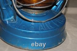 X2 Dietz Air Pilot No. 8 Amber Glass Globe Railroad Barn Oil Blue Lamp Lantern