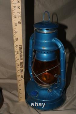 X2 Dietz Air Pilot No. 8 Amber Glass Globe Railroad Barn Oil Blue Lamp Lantern